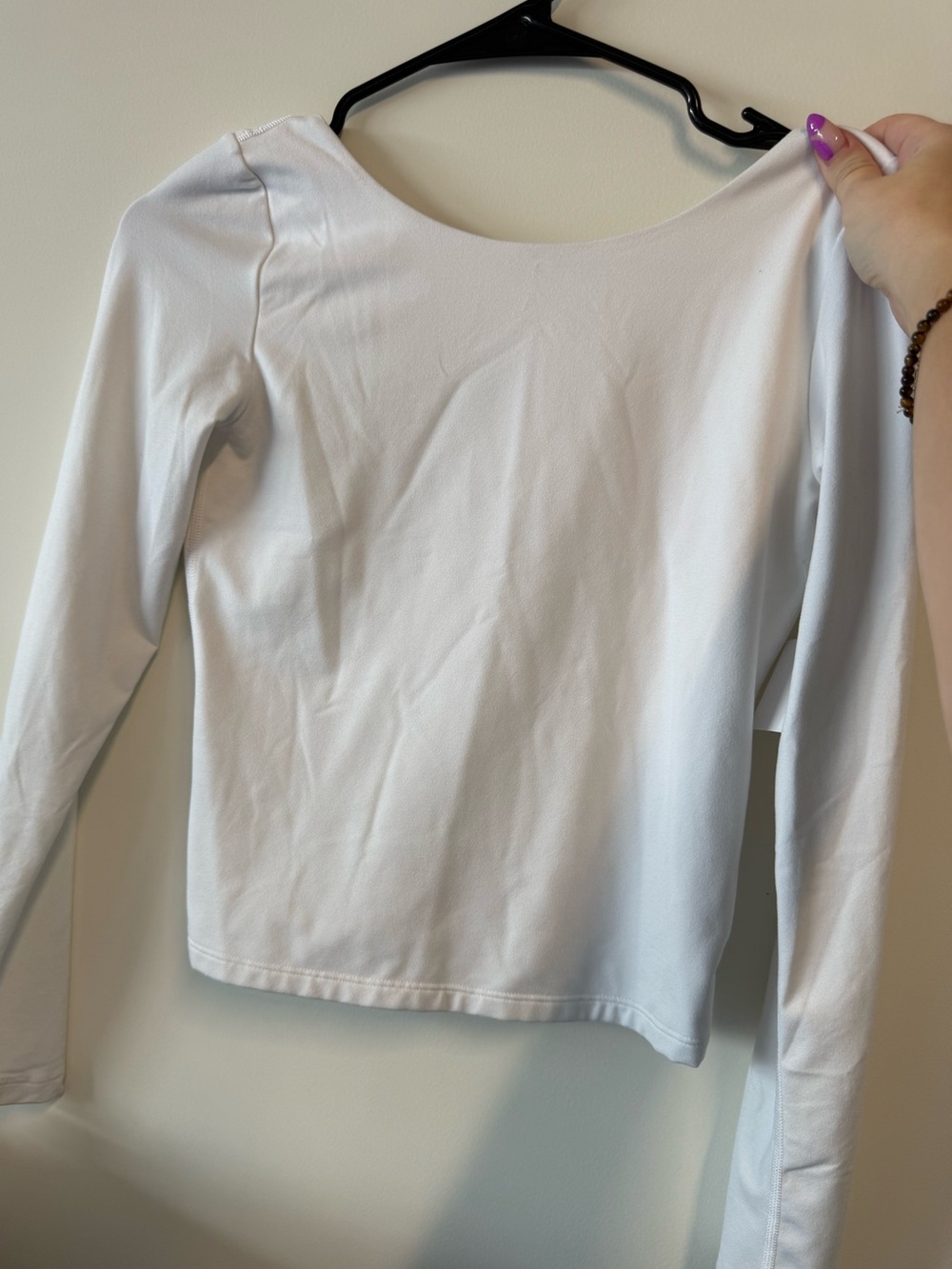 aerie White Long-Sleeve Boatneck Top